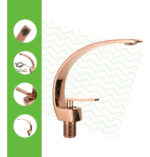 Torneira Banheiro Metal Design Curvo Rose - Imagem 6