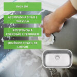 Cuba Inox Aço Acetinado C Válvula Ralo 47X30X17cm - Imagem 6