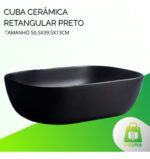 Cuba Cerâmica Retangular Preto 50.5X39.5X13cm - Imagem 4