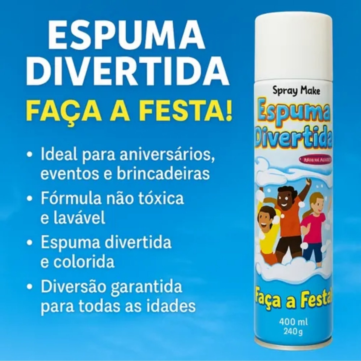 1bd1bdbb0b27f0327f9ac5eef0e96505.jpg Spray de Espuma Colorida Make+ Lata 400ml - Imagem 2