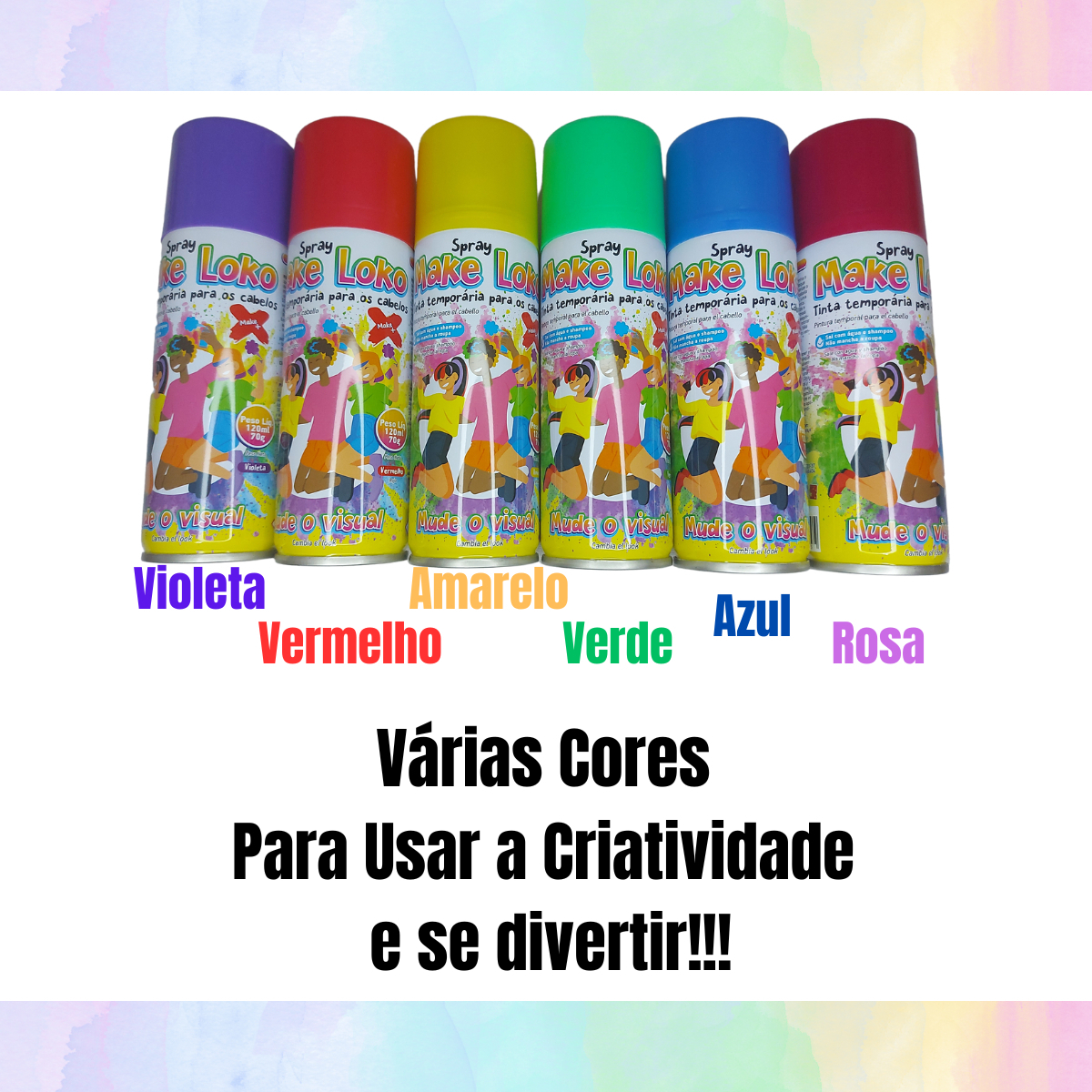 34c635a9ea4d17c005758c72189668e2.jpg Spray Cabelo Loko Tinta Temporária Verm. 12un - Imagem 5