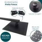 Ducha Quadrada 20x20cm Braço 40cm Inox Preta - Imagem 2