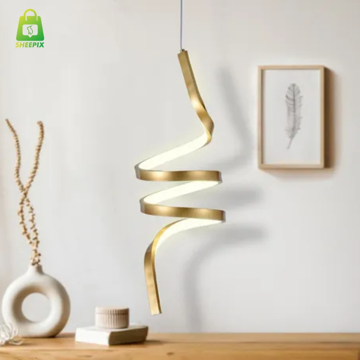 3f3f56f45f05bb6001db06e3ba041051.jpg Luminária Pendente Espiral 18W LED Dourado - Imagem 6