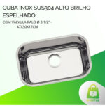 Cuba de Embutir Inox Espelhado c Válvula Ralo 47X30X17CM - Imagem 5
