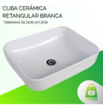 Cuba Cerâmica Retangular Branca 50.5X39.5X13cm - Imagem 5