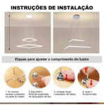 Lustre Pendente Quadrado 2 Arcos Brancos - Imagem 5