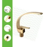 Torneira Banheiro Metal design curvo dourada - Imagem 10