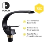 Torneira Banheiro Monocomando Cascata Misturador Preto - Imagem 3