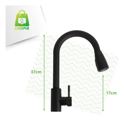 D_NQ_NP_809188-MLB83014116457_032025-O-torneira-cozinha-extensor-preto-fosco-inox-304-monocomando Torneira Cozinha Monocomando Extensível Preto Fosco - Imagem 3