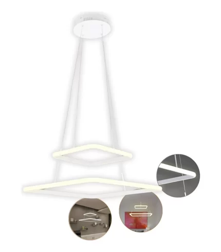 Lustre Pendente Quadrado 2 Arcos Brancos