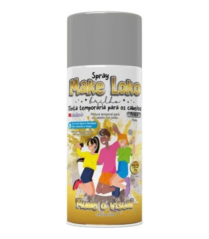 Spray Cabelo Loko Tinta Temporária Prata Spray Cabelo Loko Tinta Temporária Prata