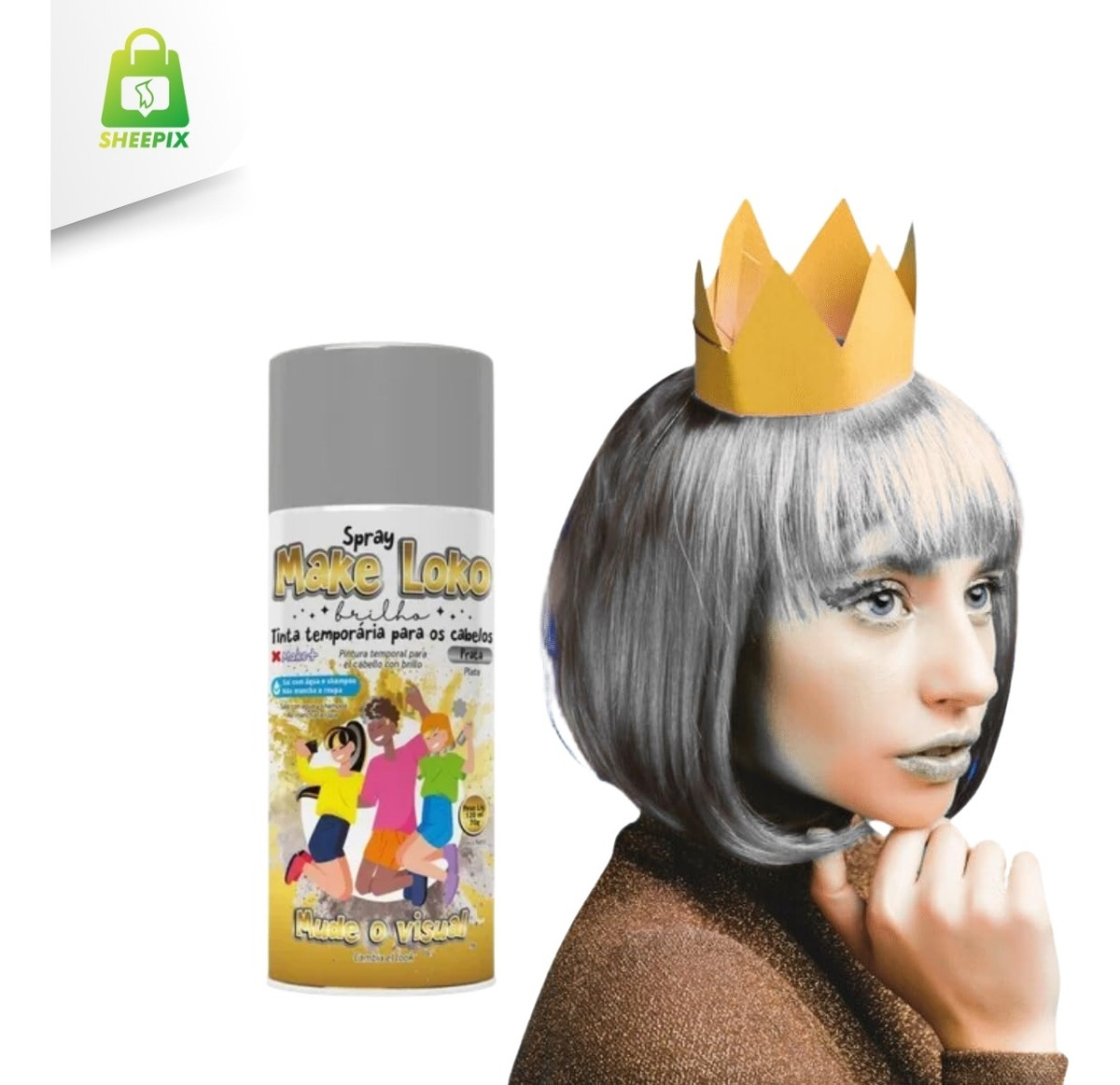 b2d55b8719c960048736f48235764cd6.jpg Spray Cabelo Loko Tinta Temporária Prata 120ml - Imagem 4