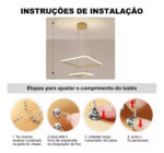 Lustre Pendente Quadrado 2 Arcos Dourado - Imagem 8
